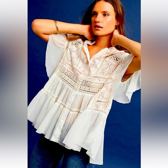 Anthropologie Lindy Popover Blouse, by Akemi + Kin Ivory Women’s Sz S
Crochet - Picture 1 of 10